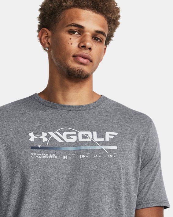 Men's UA Golf Power Swing Short Sleeve in Gray image number 3